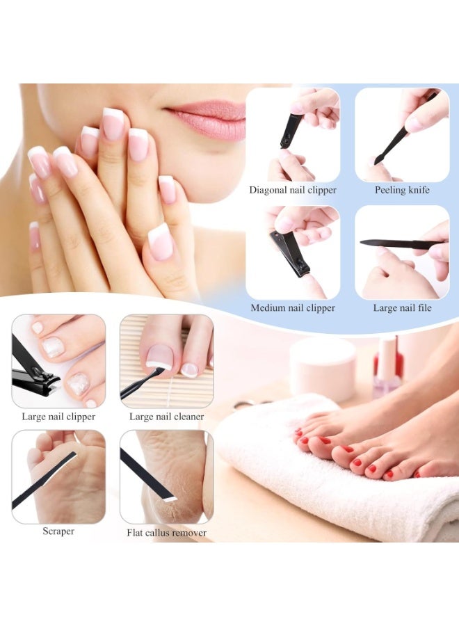 مجموعة مقص أظافر عالية الدقة من الفولاذ المقاوم للصدأ، تتضمن قصافة أظافر، طقم باديكير، مبرد أظافر، مقص أظافر حاد، طقم مانيكير لأظافر اليدين والقدمين مع حقيبة أنيقة محمولة (أسود). - Image 3